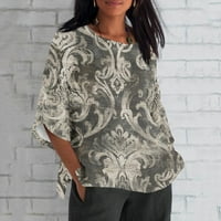 Strungten ženska modna polovina rukava sa okruglim vratom od tiskane ležerne košulje Top prevelike majice