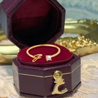 Nakit za žene Prstenje Gold Personalizirani Rhinestone Početni prsten nakit Personalizirani početni slovo Otvoreni prsten sa dijamantnim prstenom za žene za žene Slatki prsten Trendi nakit poklon za nju