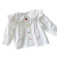 Esaierr Toddler Girls Ruffle Bijela košulja za djecu za djecu 9m-4Y Hite majica s dugim rukavima košulje djevojke s rukavima