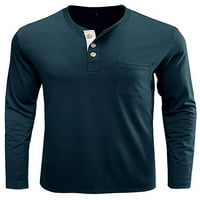 Muški labavi fit Solid Boja majice Muškarci Modni pulover Henley Dnevno Nosite prednju džepu obična bluza Royal Blue S