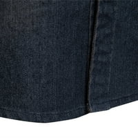 Advoicd muške oprane klasične tanke džepne traperice s dugim rukavima na majicu s dugim rukavima