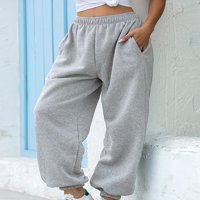 Brilliantme ženski povremeni jogger debeli duksevi pamučni visoki struk Work hlače cinch donje pantalone sa džepovima