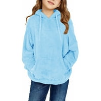 RRHSS Girls Fuzzy Fleece pulover dukseva Duks ležerni kaput od labavog odjeće s džepovima 4 godine