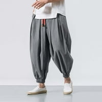 Puawkoer modne labave casual široke pantalone muške elastične hlače za noge u boji čvrste muške hlače