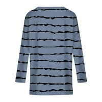 MLQIDK Plus veličine za žene jeseni dugih rukava majice narezine V izrez Casual Tunika prugasti ispis