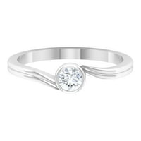 Diamond Solitaire prsten u bezel okruženju s obilaznim osovinama, srebrnom srebrnom, SAD 10,50