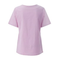 Majice za žene za žene za žene Žene Modni duboki V-izrez kratki rukav na vrhu majica, puna ležerna baš osnovna majica, vruće ružičaste XL