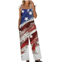 Američka zastava Žene Podesivi kaiševi za skakanje bez rukava Dugačke pantalone ROMPERS Stars Stripes
