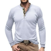 Dugi rukav majice MENS prodaja gumb za čišćenje V izrez Henleyji košulja Regularni fit obični skakači