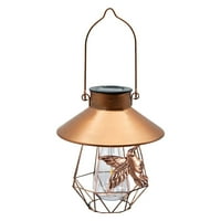 Predyyaynoutdoor Solarna svjetiljka, Iron Art Solarna sijalica, kružna viseća svjetiljka, vrtna terasa Dekorativna svjetiljka