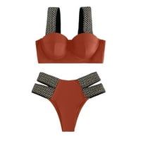 Mikilon moda casual ženska podijeljena kupaći kostim dvodijelni čelični pladanj do Bikini osip garde setovi s smeđim ljetnim ponudama