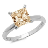 3CT Princess Cut Yellow Moissine 14k bijelo zlato Angažovanje prstena veličine 10,25