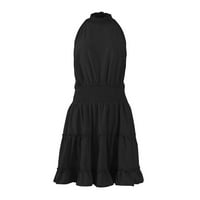 Duks haljina za žene Ženska modna viseća vrata Ležerne prilike bez rukava naborana struka seksi haljina