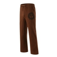 Viikei teretni hlače za muškarce Cleariance Mans Hlače Muške nove posteljine hlače za crtanje elastične čvrste boje labave ležerne pantalone