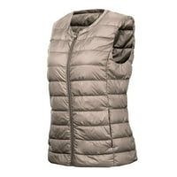 Dyfzdhu puffer prsluk Women Trendy Plus size Top V Sloper izreza dolje jakna pada zima kaki
