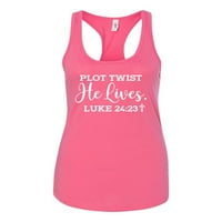 Divlja bobby parcela Twist on živi Luka 24: Inspirativno hrišćanski ženski trkački trkač top, vruća ružičasta, x-velika