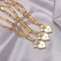 Prodavnica zlatne karboletne kofere, 18K pozlaćeno srce inicijalno ovalne veze narukvica Dainty ručno