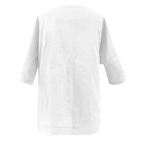 Žene ljetna casual majica labava bluza kratki rukav okrugli vrat bijeli