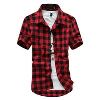 wendunide polo majice za muškarce muške rešetke kratkih rukava na plaćenju slikanje velike veličine casual top bluze crvene m