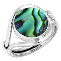Sterling srebrni prsten za žene - Girls Multicolor Natural Abalone Shell dragulja Srebrna prstena Elegantna
