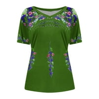 Zpanxa Womens Ljetni vrhovi Čišćenje Žena Kausmov V-izrez za bluza s kratkim rukavima Majica Ljetni