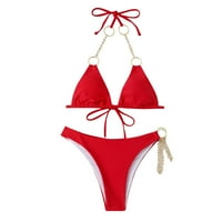 Aaiymet ženski visoko struk bikini Push up Bikinis Print kupaći kostim ženski odjeća kupaći kostimi Želi Žene američki bikini kupaći komisionici, crveni l