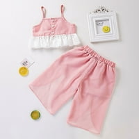 Ljetna djevojka Djevojka za odjeću bez rukava bez rukava Halter Top ružičaste hlače za prozračivanje mekano udobne dnevne odjeće za odjeću za bebe