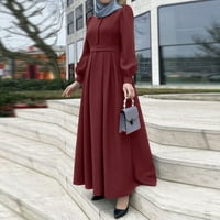 Ženska haljina s dugim rukavima, okrugla vrata tačkica vitka boemska stil ženska odjeća za zabavu za