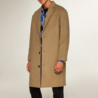 Muški kaput prevelizirane tople solidne boje jedno-rever-duljine vjetar debeli vuneni vuneni kaput sa