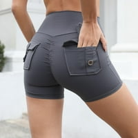 Qolati atletski kratke hlače za žene elastična struka treniranja trčanja gamaše šorcs solidne boje visoke