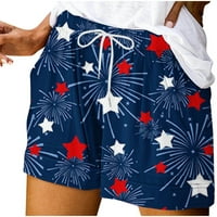Aoksee Ženske kratke hlače Ležerne prilike za nezavisnost Američka zastava Ispiši široku nogu labave
