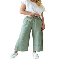 Julycc ženski prugasti ispis elastičnih struka širokih džepa za noge casual pantalone