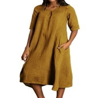 Abtel Women Maxi haljine pune boje duge haljine Ležerne prilike ljeto Plaža Sunderss: Dame Bohemian Party Yellow L