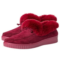 Eloshman Women Winter Warm Cipele Platform Plišani obloženi komfor mokasinski čizme crvene 7,5
