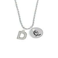 Delight nakit silverte Crystal inicijal - D - silvertonska skripta Početni disk - Q - Ogrlica od šarma,