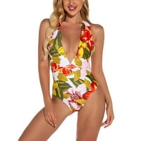 Pamučni kupaći kostim kostim Žene novim bikini dubokim brzinom V-izrezom spojeni kupaći kostimi Ženski