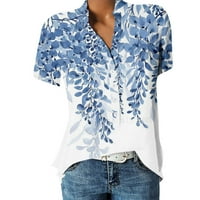 Bluze sksloeeeeeg za žensko dugme Down modna bluza Retro cvijet košulja za tisak casual kratkih rukava