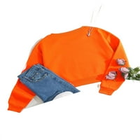 Ležerni obični puloveri za okrugli vrat dugih rukava narandžaste ženske dukseve
