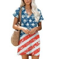 Ženska američka zastava Ispis majica T-haljine July Dan nezavisnosti Labava haljina s kratkim rukavima