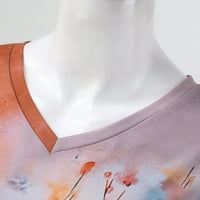 Ženske majice cvjetno tiskovina majica kratki rukav V-izrez V-izrez ljetni labavi mekani ugodno casual