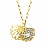 Titanijum čelik ne tarninski nakit ženski temperament cz Diamond Pearl privjesak ogrlica ljubilica privjesak na srcu Ogrlice i privjesci Zlato
