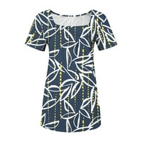 Xihbxyly Haljine za žene, ženska majica kratkih rukava sa nazastojnom mrežom Bluze Ljetni cvjetni vrhovi
