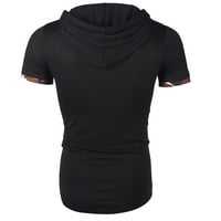 Muške majice sa kapuljačom - modni kratki rukav Pulover od punog boja Top ljetna bluza crna xxl