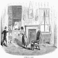 Dječja priča. NCeldren otkrivaju kuhinju u ormaru. Graviranje drveta, 19. stoljeće, ilustrira scenu
