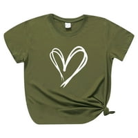 Ženska majica Clearence O-izrez Pulover Love Solid Color Print kratkih rukava Majica