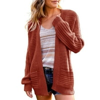 Ženski džemper kaput dugi debeli ženski novi šuplji pleteni džemper s džemper sa kardiganskim kaputima