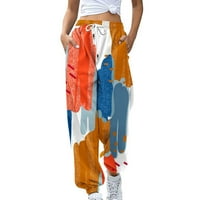 Znojne hlače za žene Ženske gradijent ispisane dukseve labave salonske pantalone sa džepovima visoke