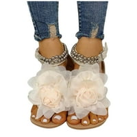 Ravne sandale boemske kaiševe za cvijeće perle cipele u stilu ženske ljetne žice kopče ženske sandale