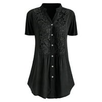 INLEIFE Plus Veličina Ljeto vrhovi Moda Žene Ležerne prilike Curne majice Kratki rukavi V-izrez plus bluza veličine
