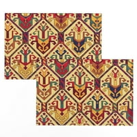 Posteljina pamučna platna placemat - Kilim egzotično uzorak crveno plava žuta tradicionalna tkanina